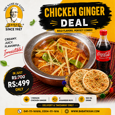 Chicken Ginger Deal (Single Chk Ginger, 2 Khameeri Roti, 350ml Drink)